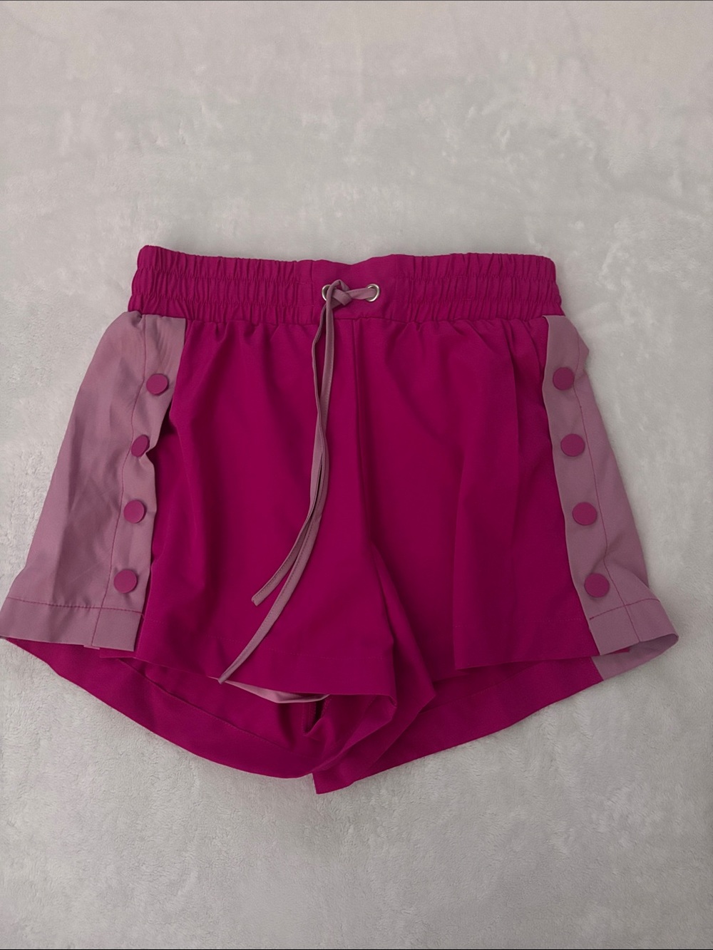 Magenta Pink Women's Athletic Shorts with Contrast Side Panels